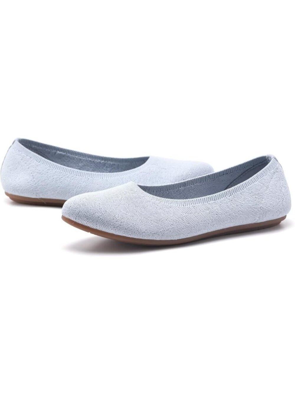 〽️Women's Light Grey Ballet Flats Comfortable Slip On Round Toe Walking Shoes